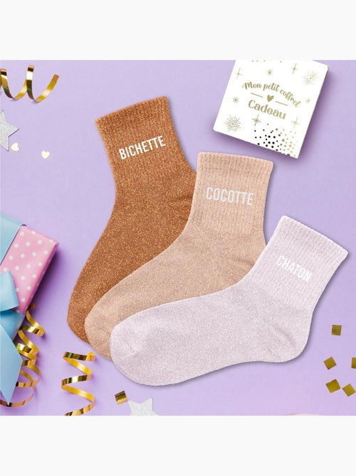 Coffret trio - Chaussettes à Paillettes - Chaton - Bichette - Cocotte - Kiabi