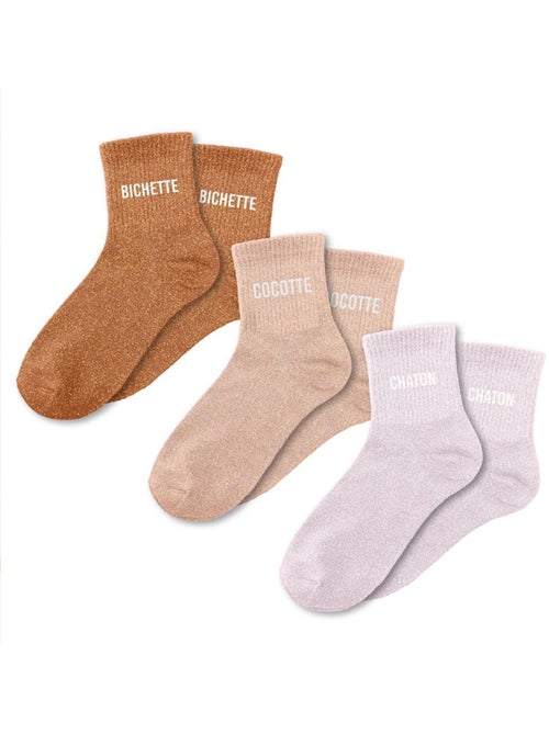 Coffret trio - Chaussettes à Paillettes - Chaton - Bichette - Cocotte - Kiabi