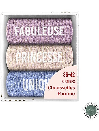 Coffret trio - Chaussettes à Paillettes - Fabuleuse - Princesse - Unique