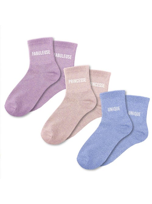 Coffret trio - Chaussettes à Paillettes - Fabuleuse - Princesse - Unique - Kiabi