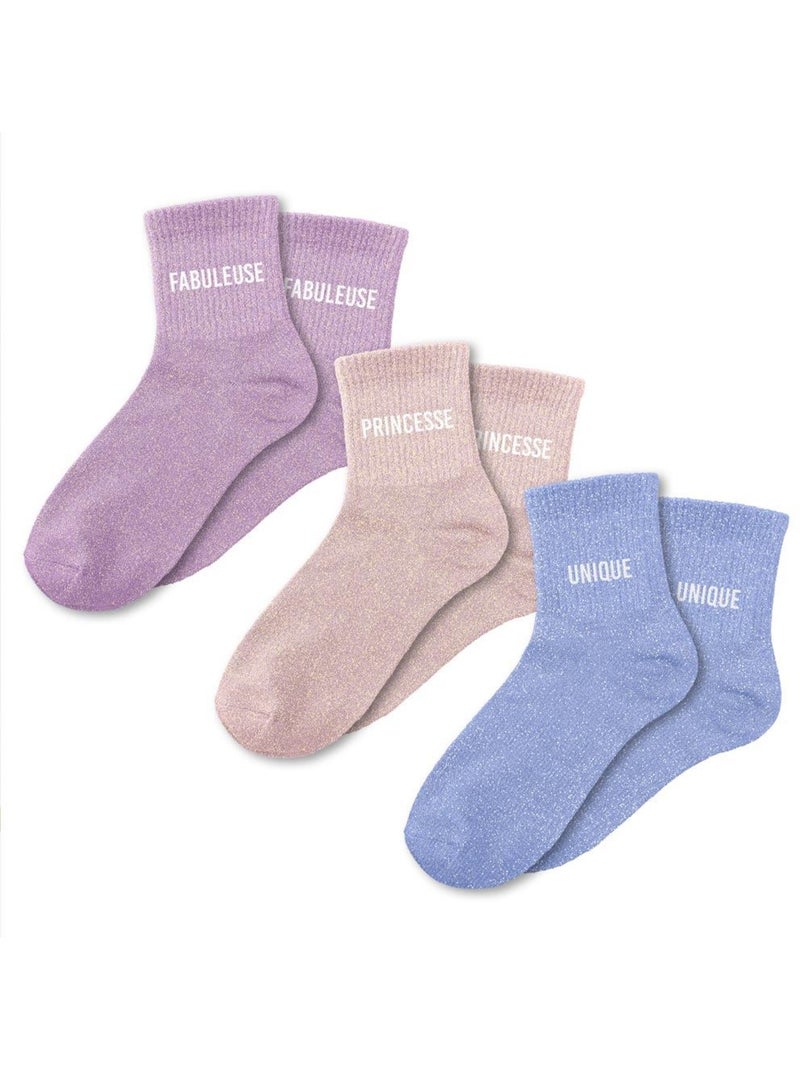 Coffret trio - Chaussettes à Paillettes - Fabuleuse - Princesse - Unique Multicolore - Kiabi