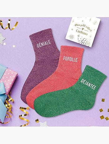 Coffret trio - Chaussettes à Paillettes - Géniale - Fofolle - Déjantée