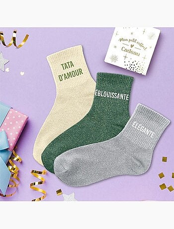 Coffret trio - Chaussettes à Paillettes - Tata d'Amour - Élégante - Éblouissante