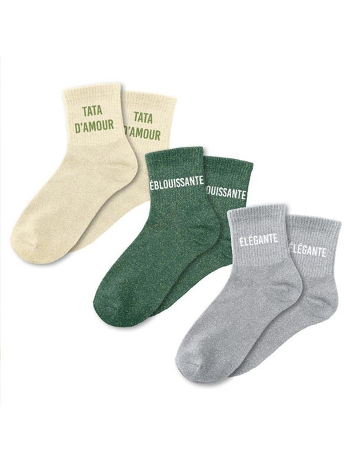 Coffret trio - Chaussettes à Paillettes - Tata d'Amour - Élégante - Éblouissante - Kiabi