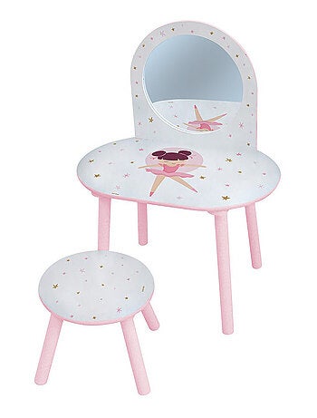 Coiffeuse Ballerine danseuse avec tabouret 60 x 40 x 84 cm pour enfant