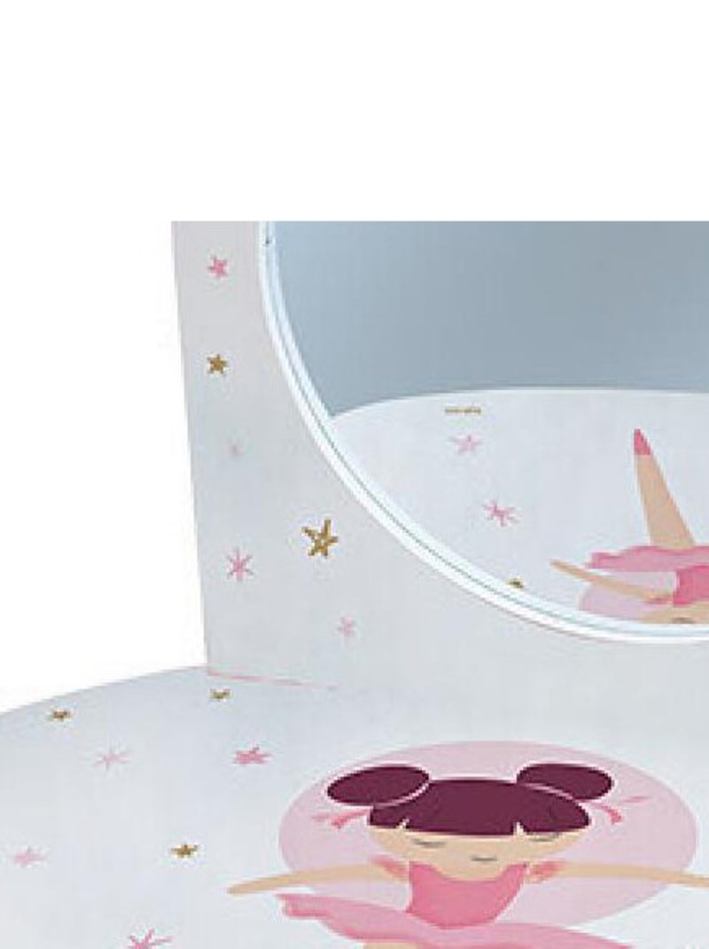 Coiffeuse Ballerine danseuse avec tabouret 60 x 40 x 84 cm pour enfant Rose - Kiabi