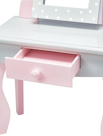 Coiffeuse de poupée poupon avec tabouret miroir en bois