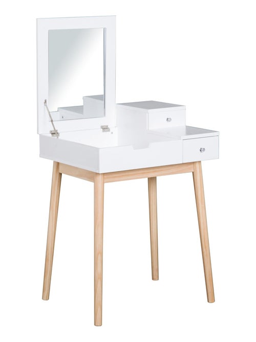 Coiffeuse design scandinave 60l x 50l x 86h cm pin et mdf - Kiabi Coiffeuse design scandinave 60l x 50l x 86h cm pin et mdf - Kiabi