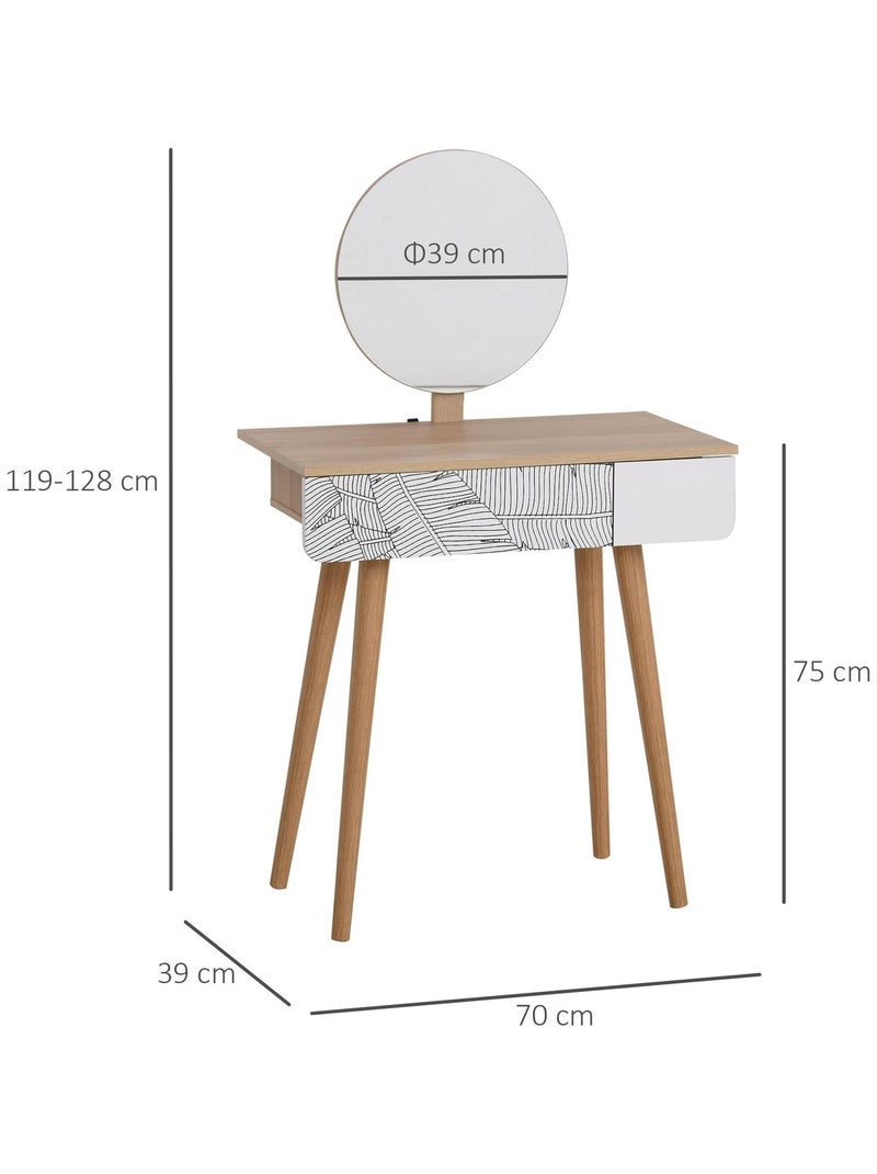 Coiffeuse design scandinave tiroir et grand miroir blanc Blanc Blanc - Kiabi