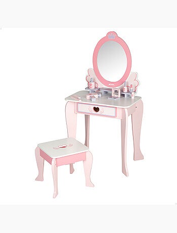 Coiffeuse en bois avec tabouret et accessoires WOOMAX