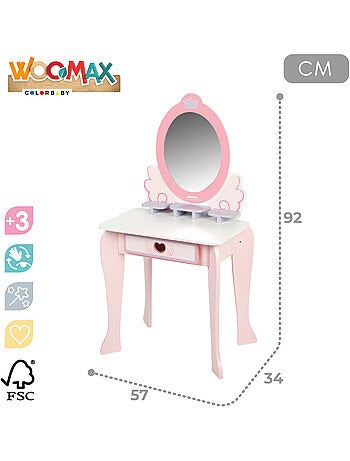 Coiffeuse en bois avec tabouret et accessoires WOOMAX