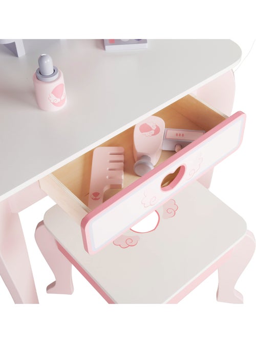 Coiffeuse en bois avec tabouret et accessoires WOOMAX - Kiabi