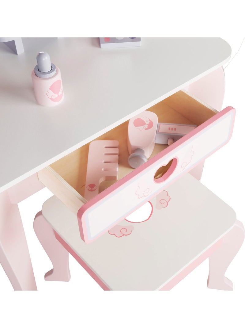 Coiffeuse en bois avec tabouret et accessoires WOOMAX N/A - Kiabi