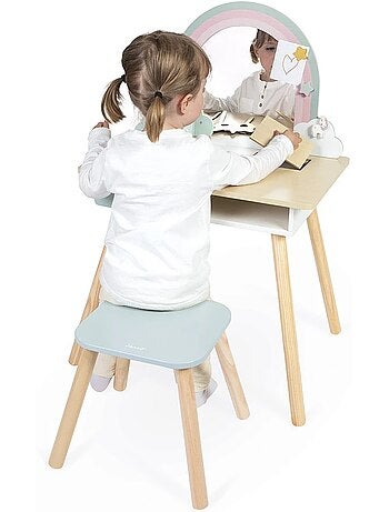 Coiffeuse en bois et accessoires licorne