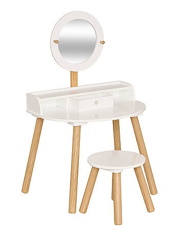 Coiffeuse enfant avec miroir et tabouret assorti