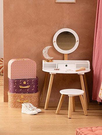 Coiffeuse enfant avec miroir et tabouret assorti
