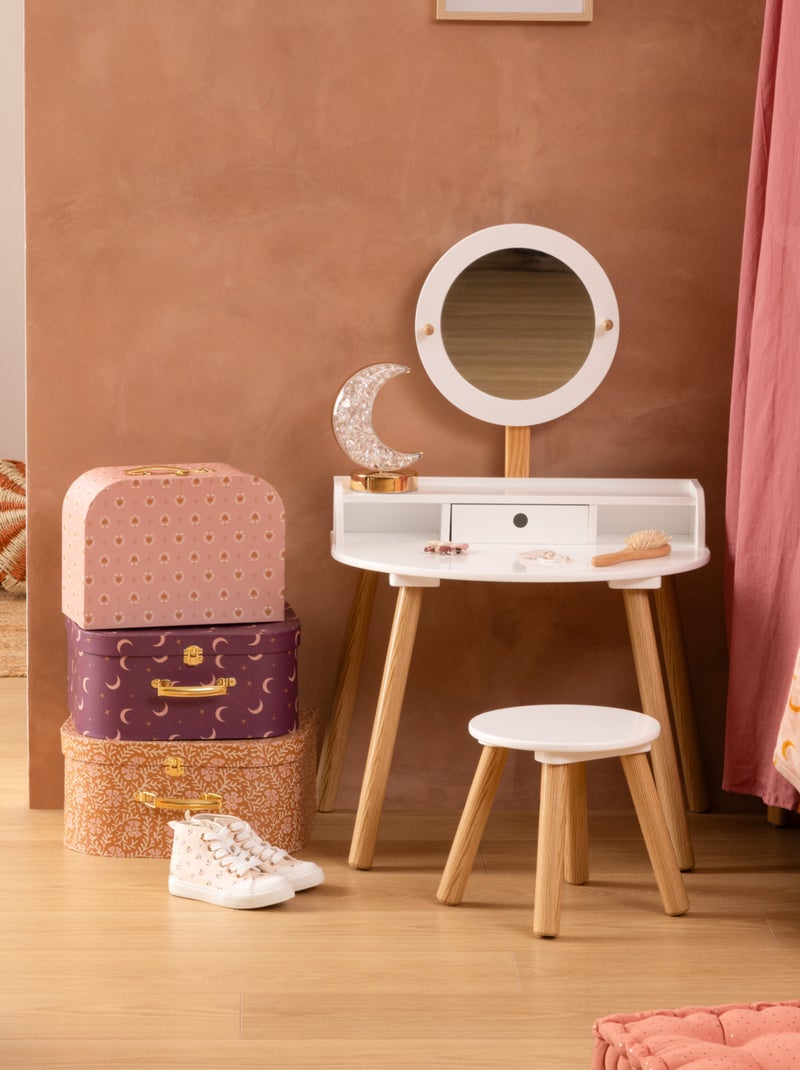 Coiffeuse enfant avec miroir et tabouret assorti Blanc - Kiabi