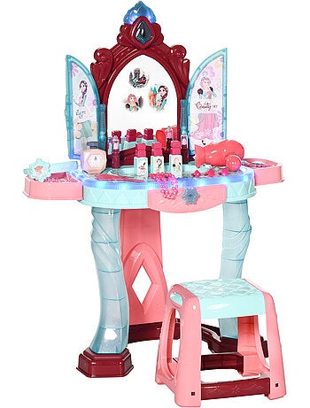 Coiffeuse enfant avec tabouret miroir 31 accessoires variés effets