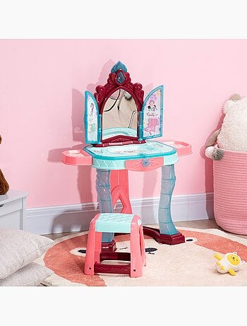 Coiffeuse enfant avec tabouret miroir 31 accessoires variés effets