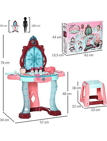 Coiffeuse enfant avec tabouret miroir 31 accessoires variés effets