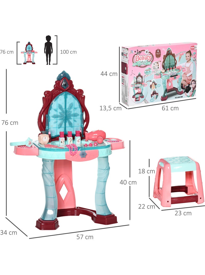 Coiffeuse enfant avec tabouret miroir 31 accessoires variés effets Rose - Kiabi