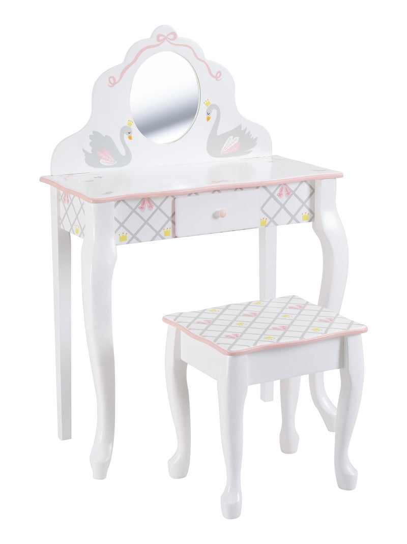 Coiffeuse enfant avec tabouret miroir en bois fille Fantasy Fields Teamson TD-12890A Blanc - Kiabi