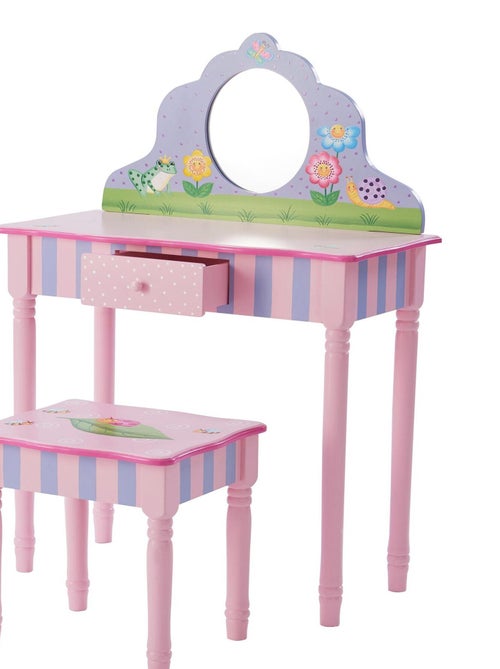 Coiffeuse enfant avec tabouret miroir meuble en bois fille rose Fantasy Fields Teamson TD-13245A - Kiabi