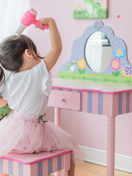 Coiffeuse enfant avec tabouret miroir meuble en bois fille rose Fantasy Fields Teamson TD-13245A - Kiabi
