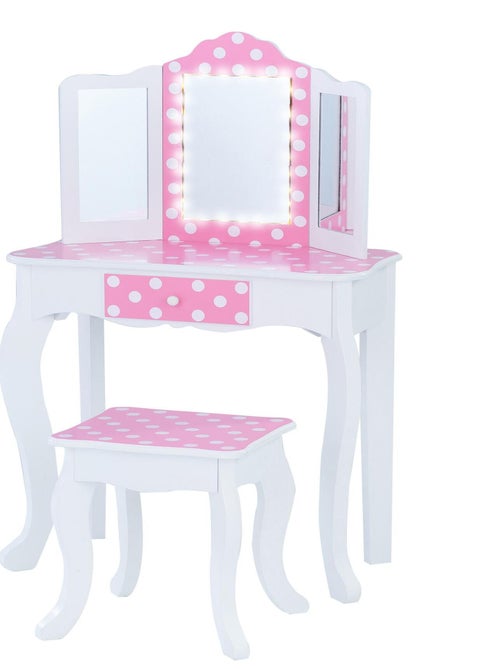 Coiffeuse enfant bois table maquillage miroir tabouret lumière LED Fantasy Fields Teamson - Kiabi