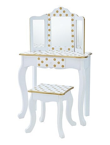 Coiffeuse enfant en bois avec miroir tabouret