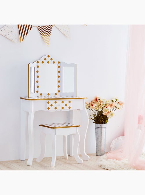 Coiffeuse enfant en bois avec miroir tabouret - Kiabi Coiffeuse enfant en bois avec miroir tabouret - Kiabi