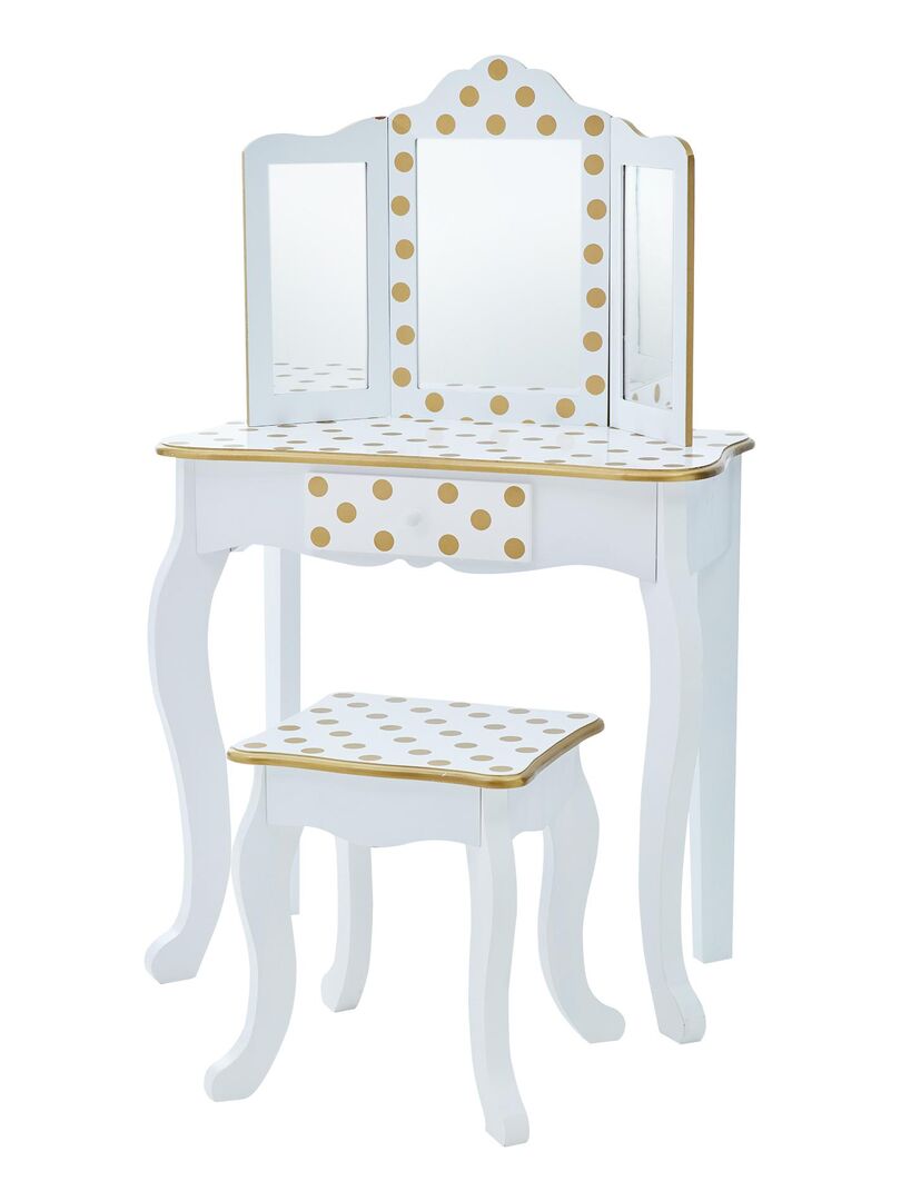 Coiffeuse enfant en bois table maquillage miroir éclairage tabouret Fantasy  Fields Teamson - Blanc - Kiabi - 120.99€