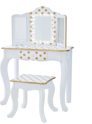 Coiffeuse enfant en bois table maquillage miroir éclairage tabouret Fantasy Fields Teamson