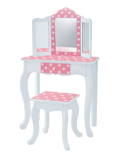 Coiffeuse enfant en bois table maquillage miroir tabouret Fantasy Fields Teamson TD-11670F - Kiabi