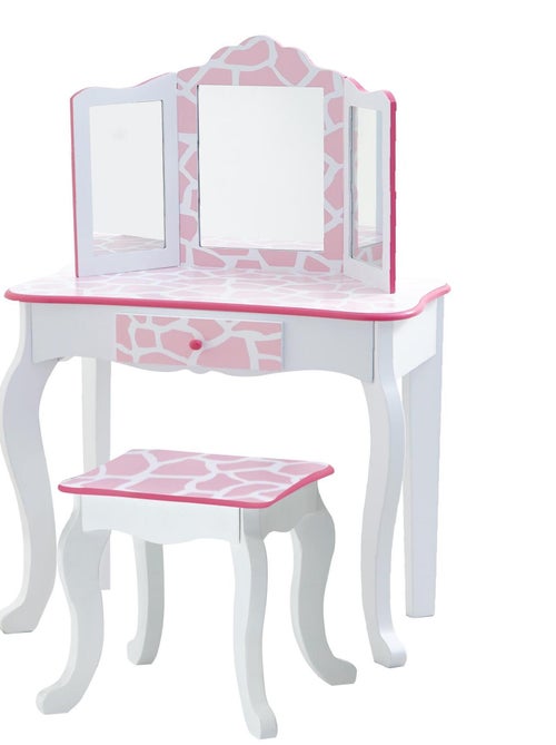 Coiffeuse enfant en bois table maquillage miroir tabouret - Kiabi