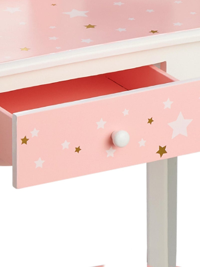 Coiffeuse enfant en bois table maquillage miroir tabouret Rose - Kiabi