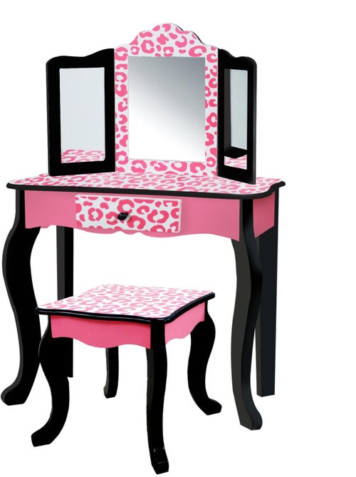 Coiffeuse enfant en bois table maquillage miroir tabouret - Kiabi Coiffeuse enfant en bois table maquillage miroir tabouret - Kiabi