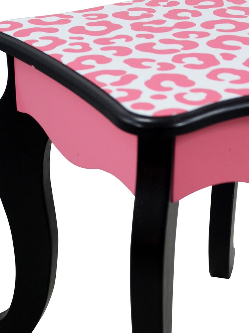 Coiffeuse enfant en bois table maquillage miroir tabouret Rose - Kiabi