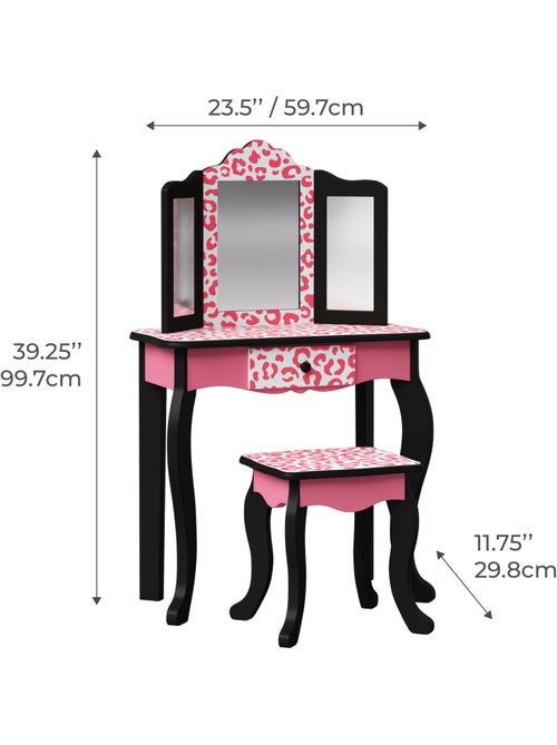 Coiffeuse enfant en bois table maquillage miroir tabouret - Kiabi Coiffeuse enfant en bois table maquillage miroir tabouret - Kiabi