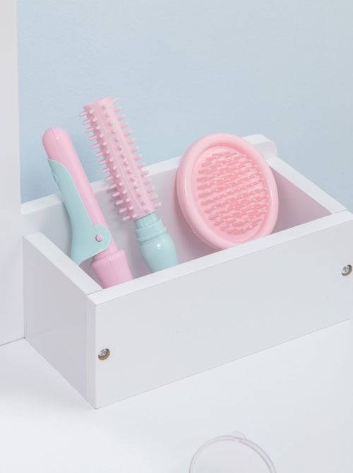 Coiffeuse enfant et tabouret design scandinave pin blanc - Kiabi