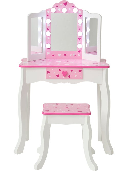 Coiffeuse enfant maquillage LED, tabouret, 99cm, Rose, - Kiabi Coiffeuse enfant maquillage LED, tabouret, 99cm, Rose, - Kiabi