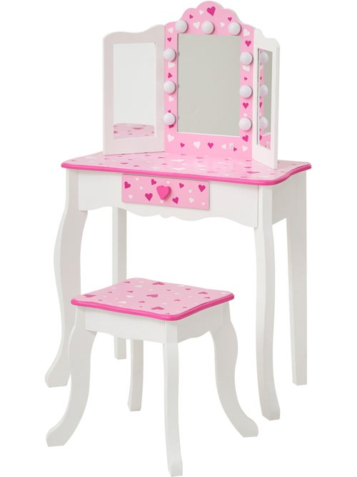 Coiffeuse enfant maquillage LED, tabouret, 99cm, Rose, - Kiabi Coiffeuse enfant maquillage LED, tabouret, 99cm, Rose, - Kiabi