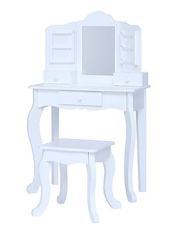 Coiffeuse enfant table de maquillage avec miroir et tabouret