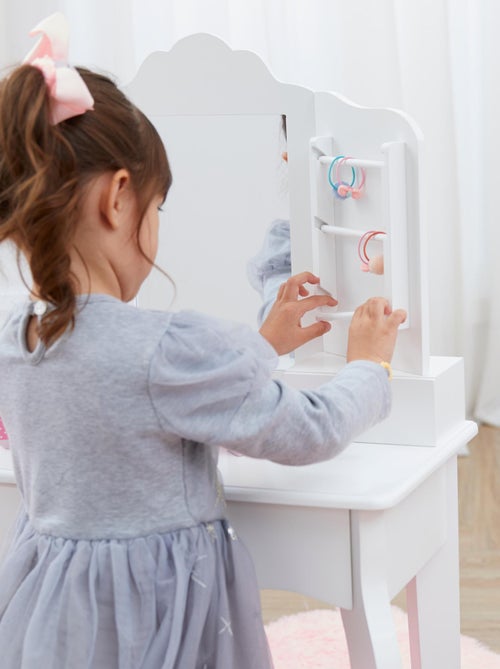 Coiffeuse enfant table de maquillage avec miroir et tabouret - Kiabi