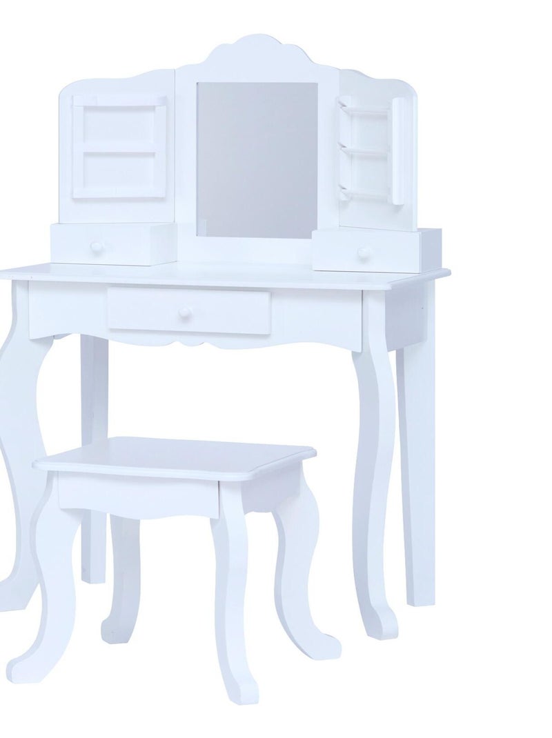 Coiffeuse enfant table de maquillage avec miroir et tabouret blanche Fantasy Fields TD-13366D Blanc - Kiabi