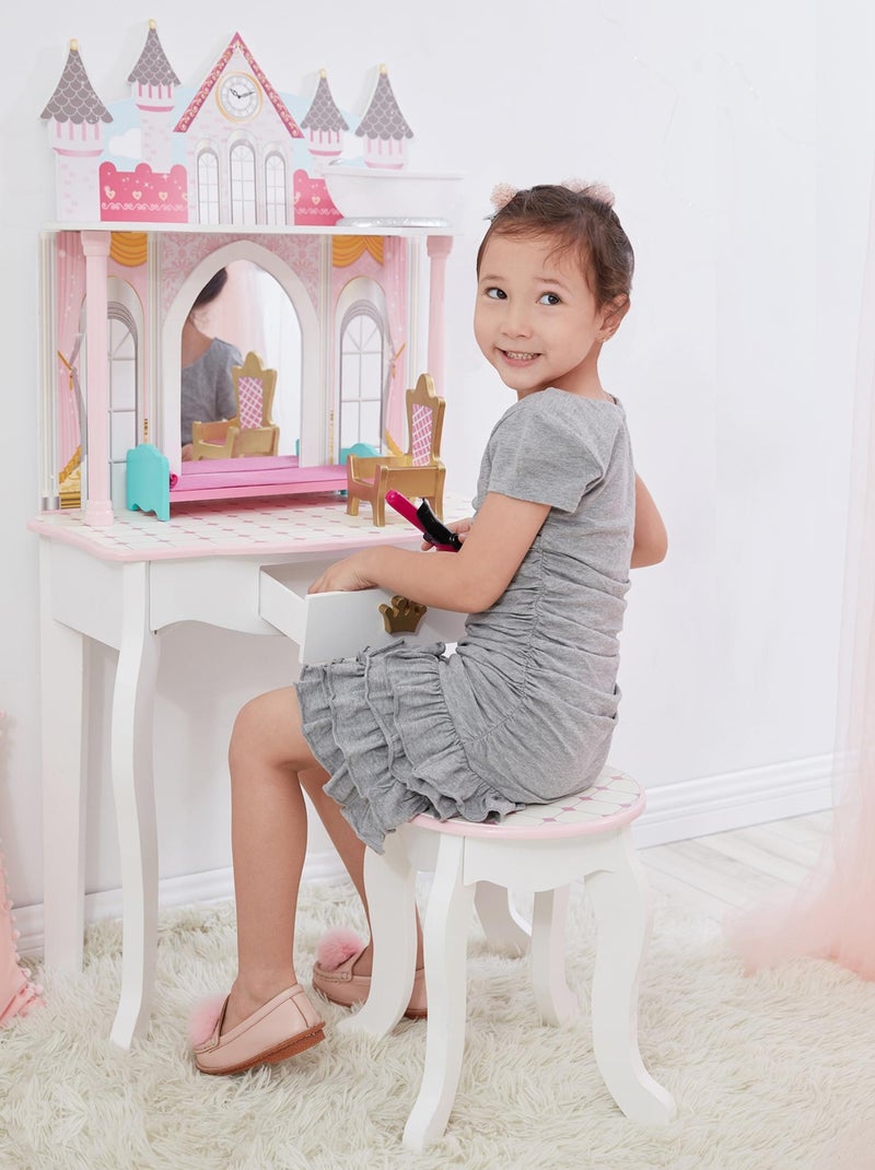 Coiffeuse enfant tabouret miroir avec miroir Blanc - Kiabi