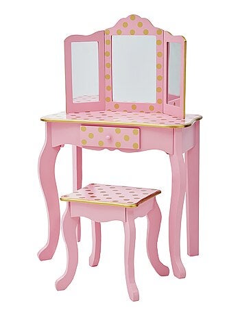 Coiffeuse enfant tabouret miroir en bois