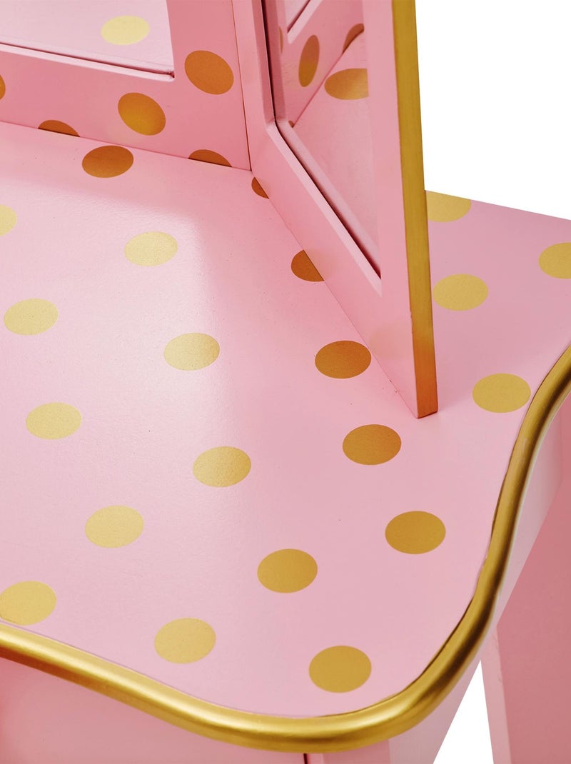 Coiffeuse enfant tabouret miroir en bois Rose - Kiabi