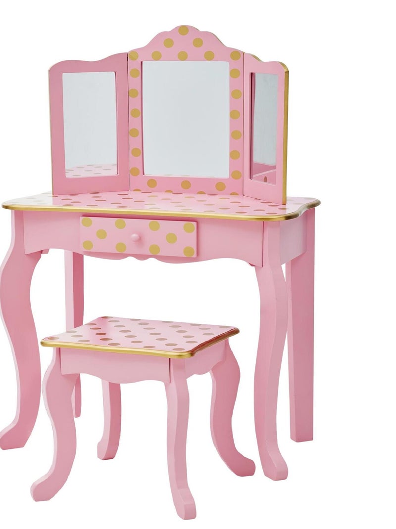 Coiffeuse enfant tabouret miroir en bois rose Fantasy Fields Teamson TD-11670L Rose - Kiabi