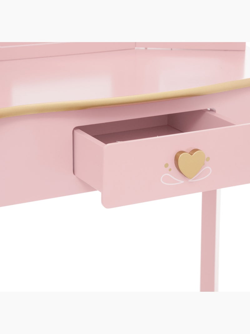 Coiffeuse et tabouret enfant sissi Vieux rose - Kiabi